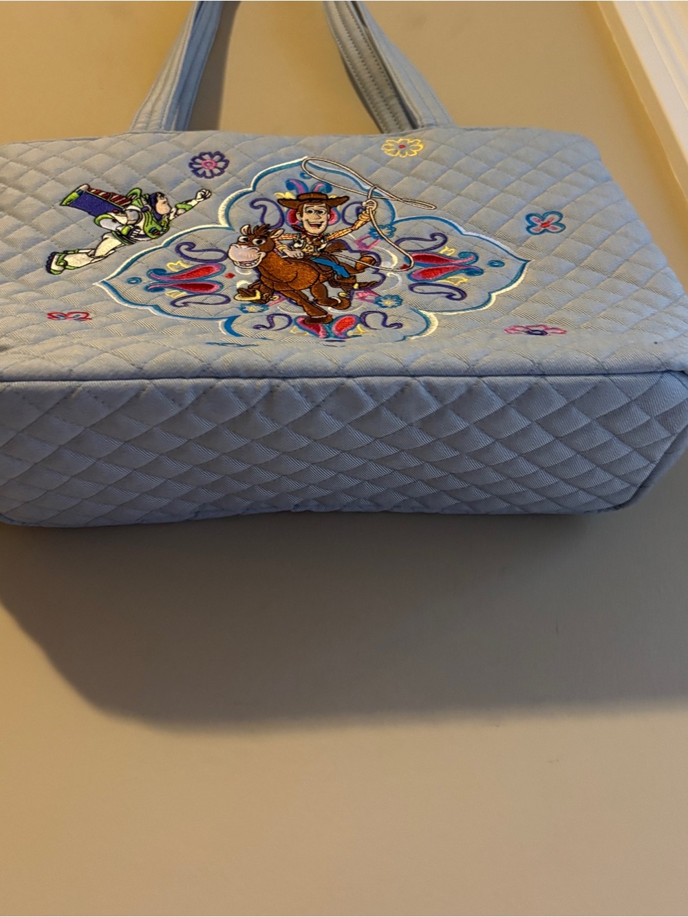 Light Blue Quilted Tote Bag with Embroidered Toy Story Design - Vera Bradley - Picture 3 of 6